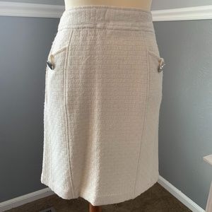 Cream Wool Skirt with Large Silver Buttons